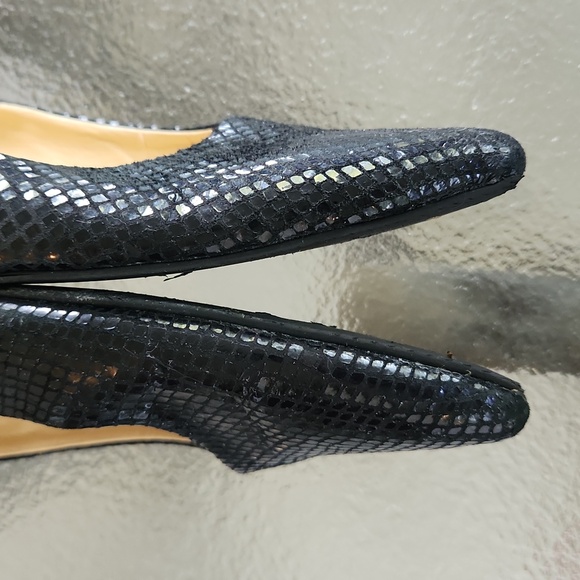 Black Faux Reptile Unisa Pointed Toe Low Heeled Pumps/Flats - Size 8.5 - Picture 7 of 15